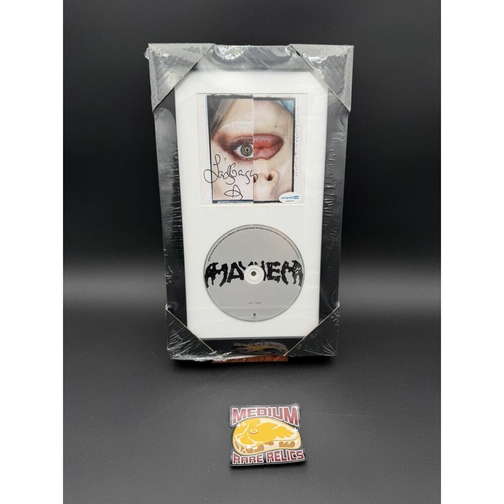 SIGNED Lady Gaga Mayhem AUTOGRAPHED with HEART CD C 7x12 in Frame ACOA